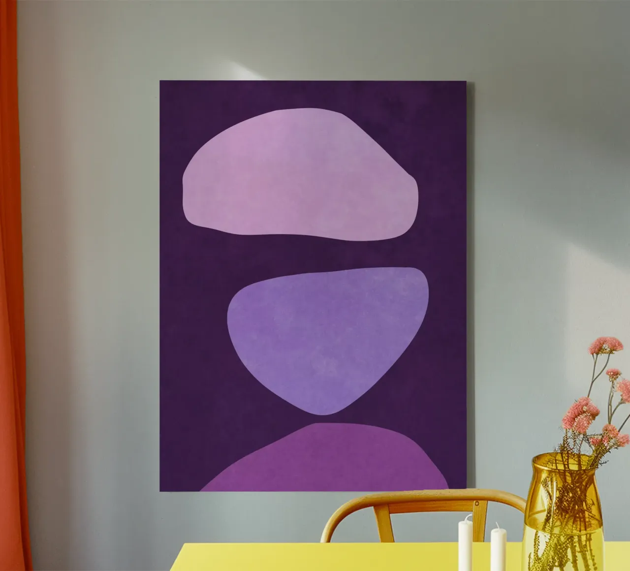 Forme astratte Viola tela con Cornice a cassetta da Raissa Oltmanns