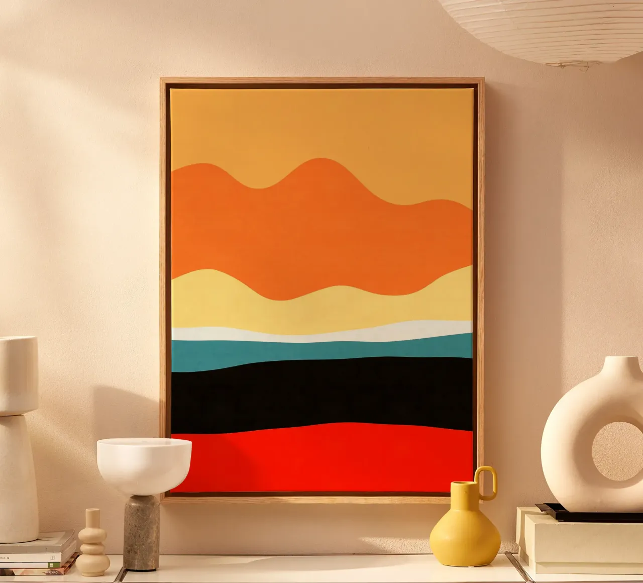 Paisaje sencillo I lienzo con Marco flotante de Sven B Strauss