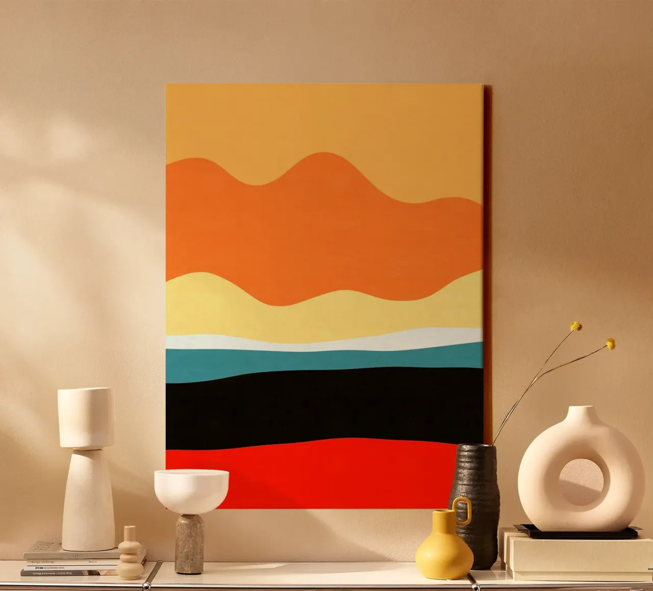 Paisaje sencillo I lienzo con Marco flotante de Sven B Strauss
