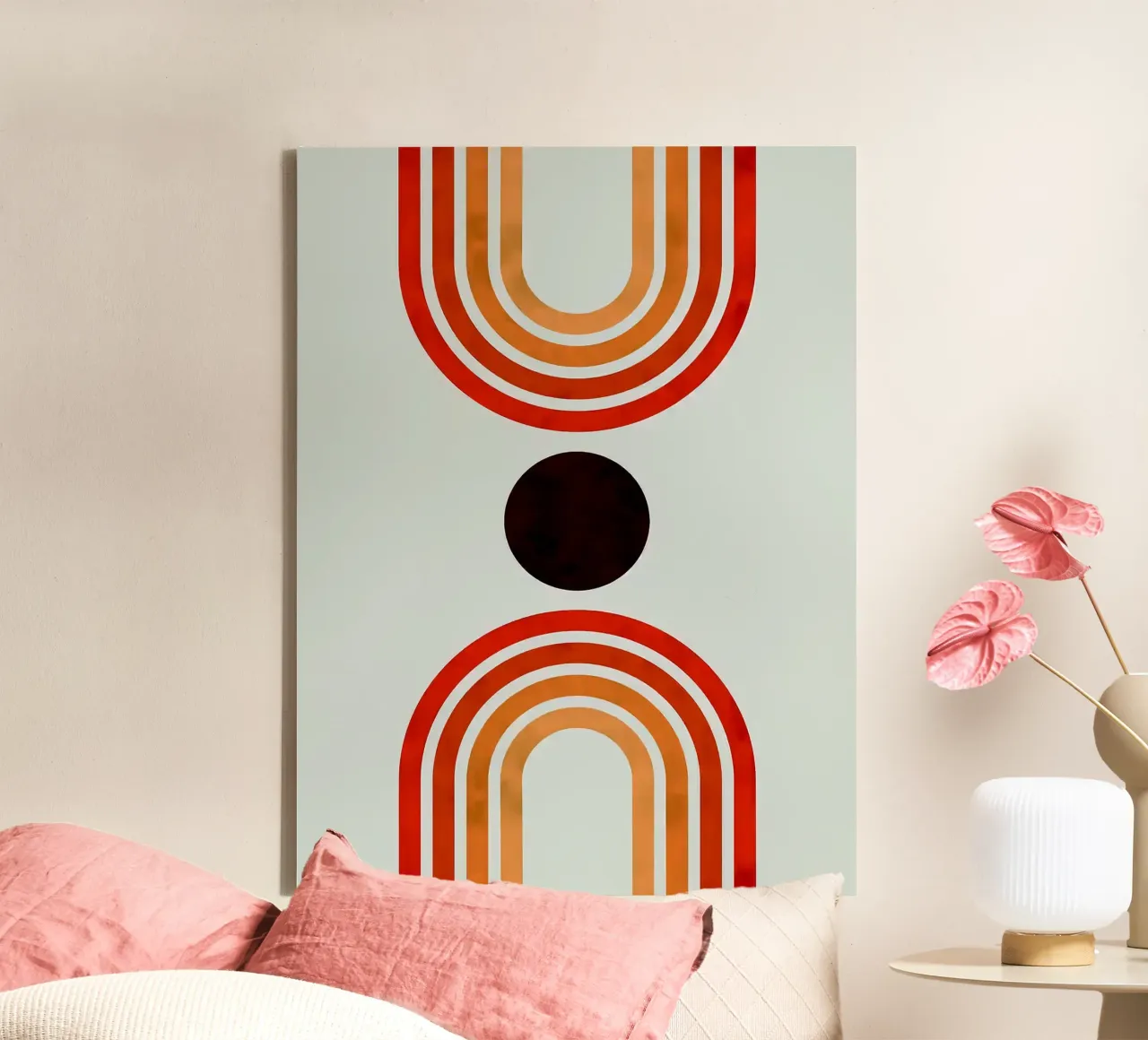 Geometric modern art canvas with Floater frame by Sven B Strauss