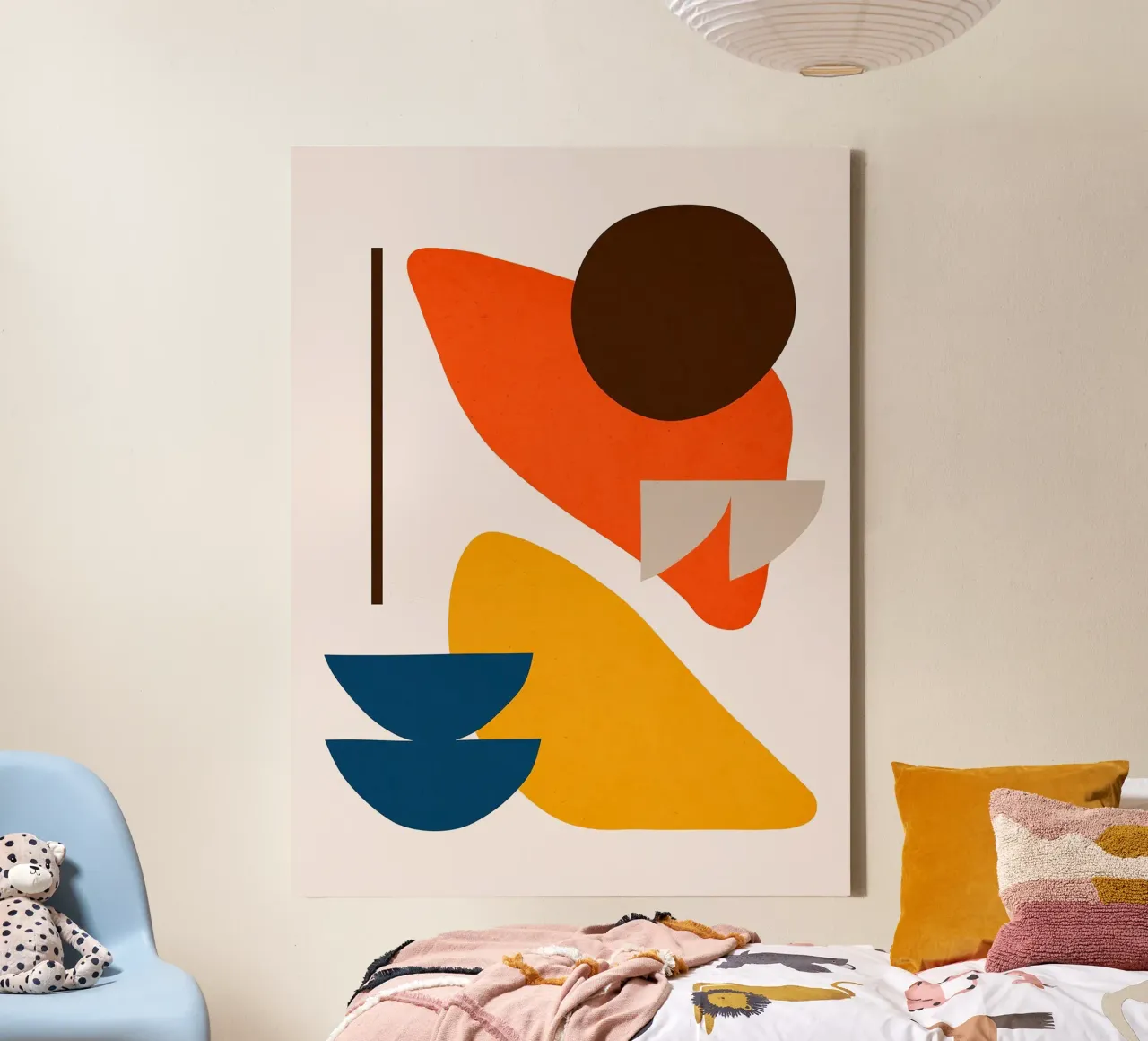Abstract figures 6 canvas with Floater frame by Leon B Feierabend