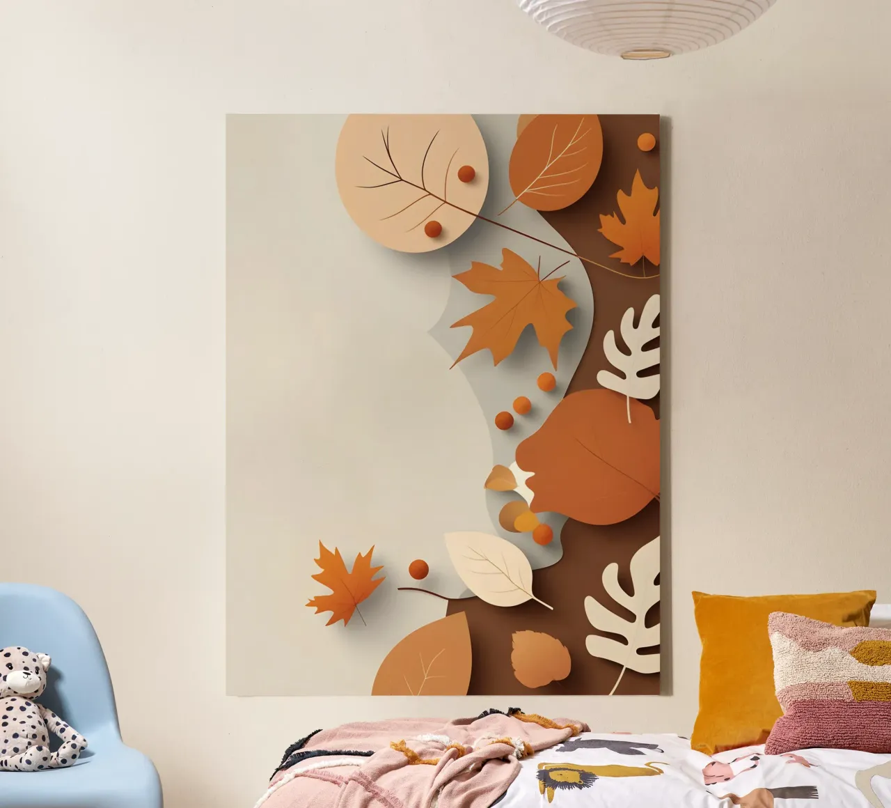 Abstract autumn leaf arrangement canvas with Floater frame by The Green Room