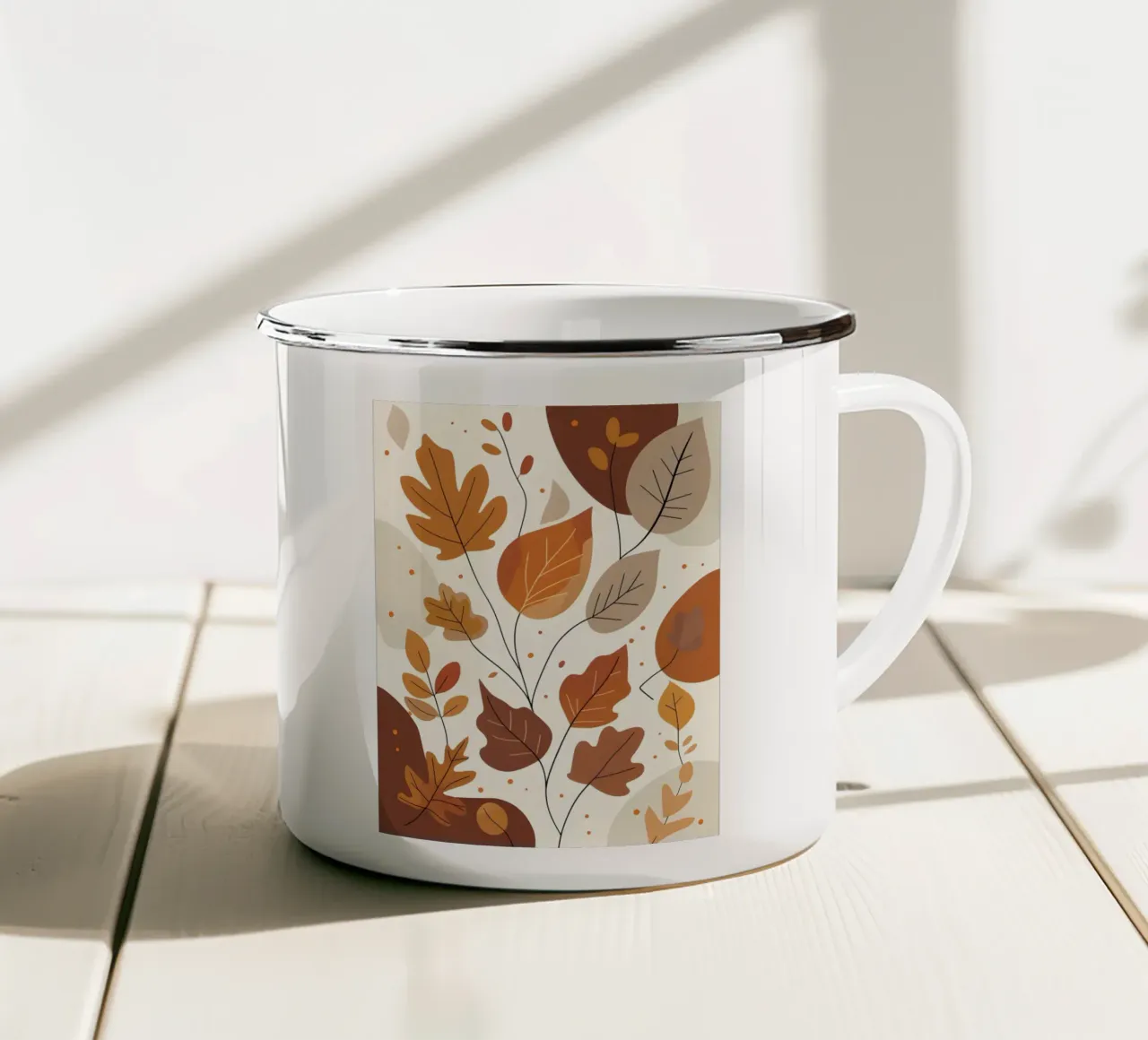 Composizione astratta di foglie autunnali tazza in smalto da Botanical Gallery
