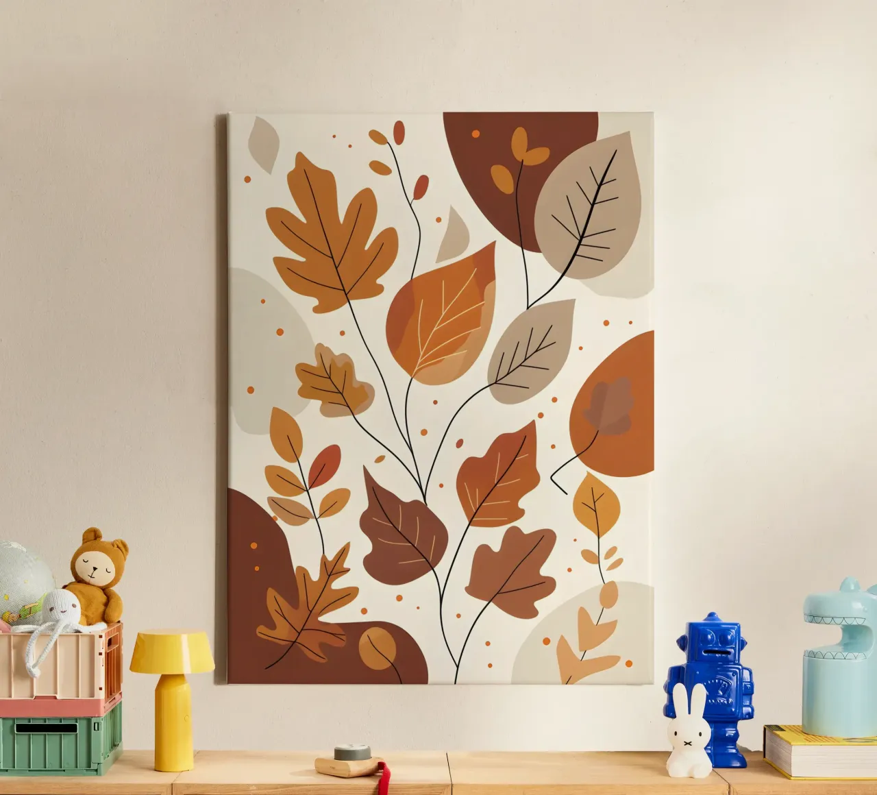Abstract autumn leaf arrangement canvas with Floater frame by The Green Room