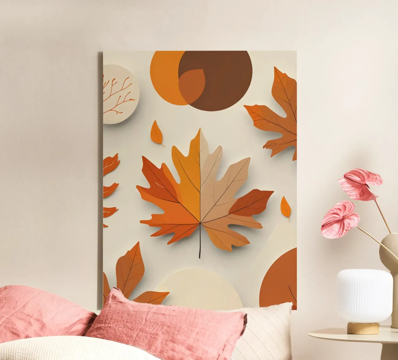 Abstract autumn leaf arrangement canvas with Floater frame by The Green Room