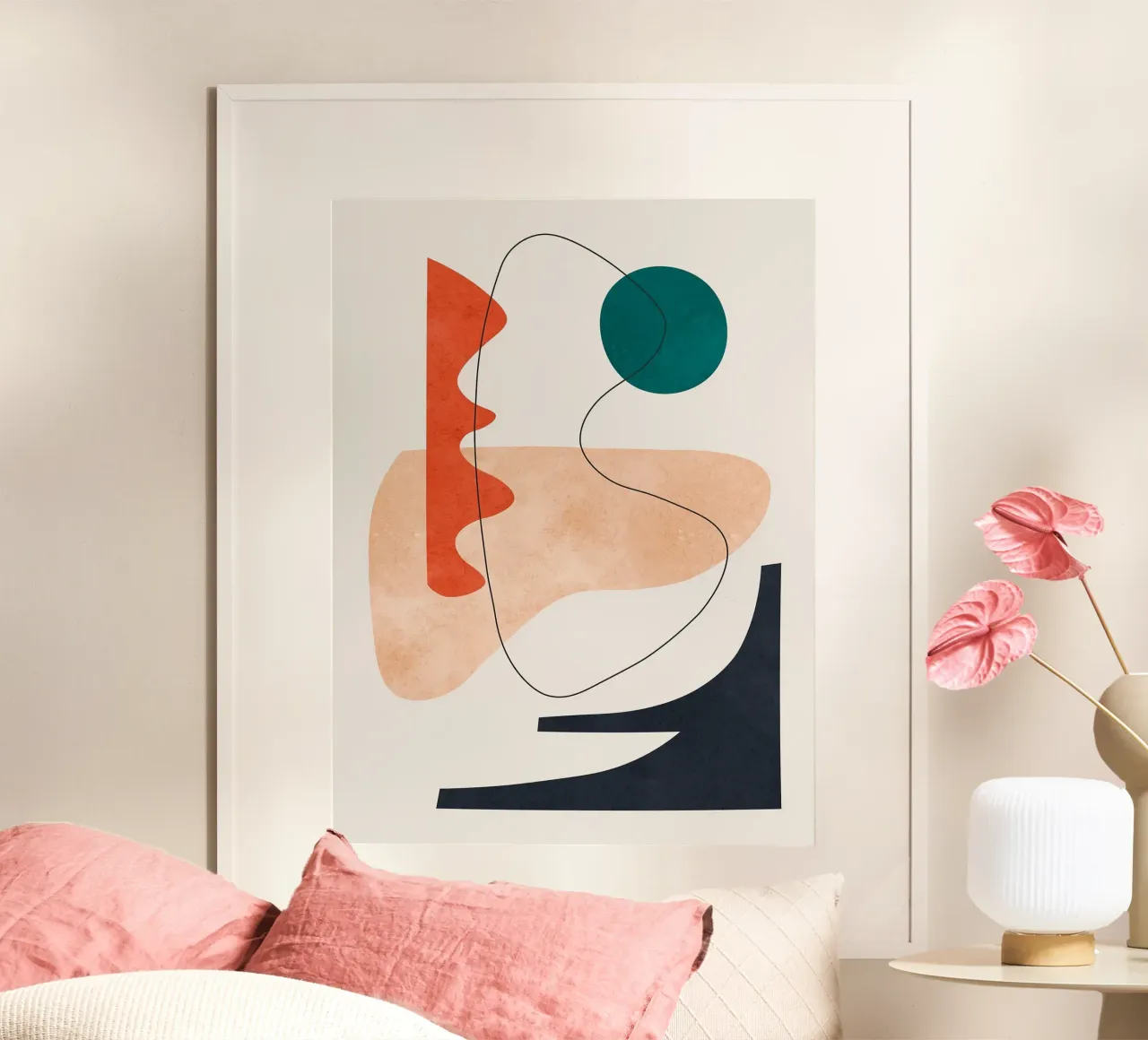 Linee e pennellate poster con telaio in plastica da Fletcher M Henry