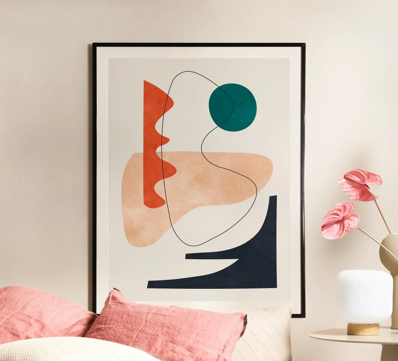 Linee e pennellate poster con telaio in plastica da Fletcher M Henry