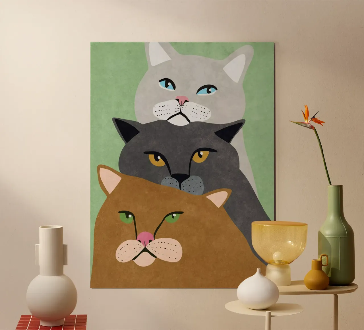 Trio di gatti poster con telaio in plastica da Raissa Oltmanns