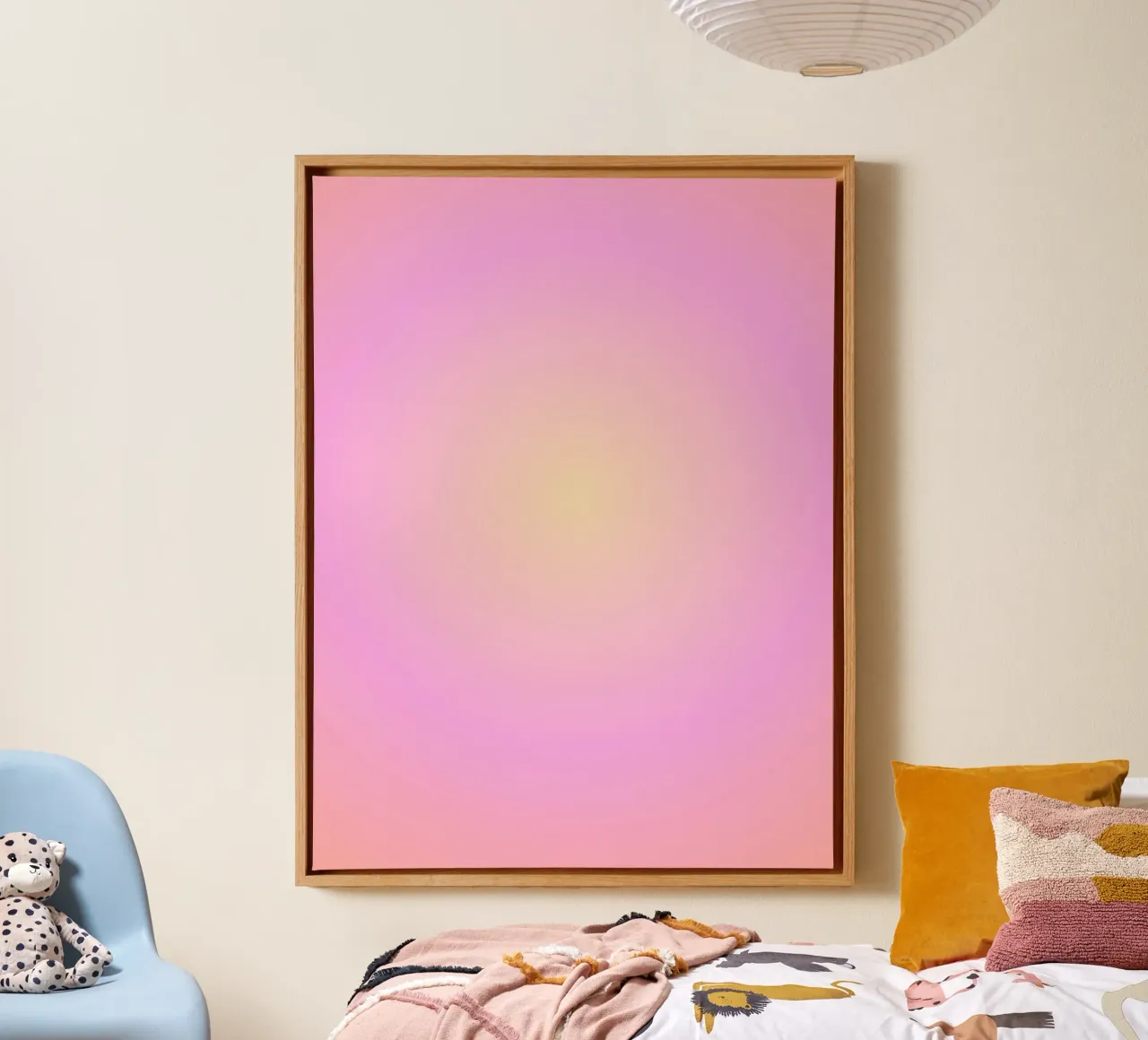 Roze Aura, Kleurrijke Gradiënt Print, Moderne Spirituele Kunst canvas met Baklijst van Dreamscape