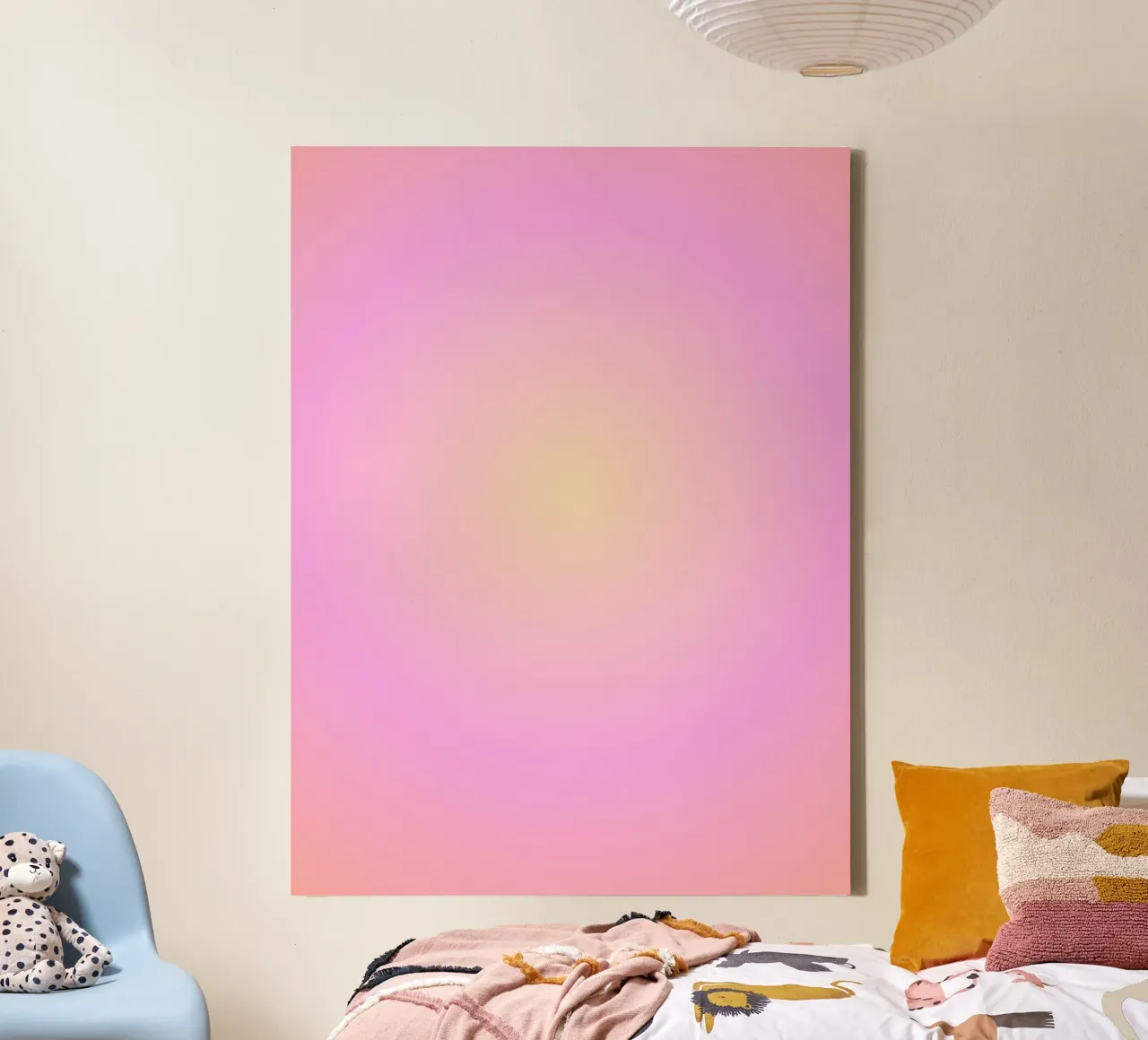 Roze Aura, Kleurrijke Gradiënt Print, Moderne Spirituele Kunst canvas met Baklijst van Dreamscape
