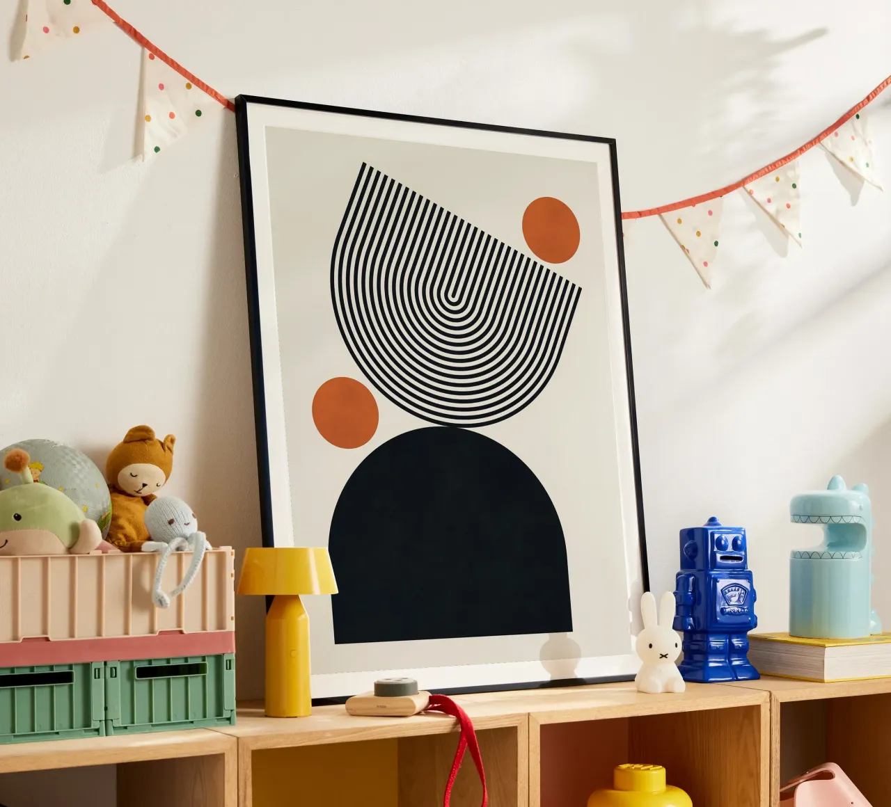 Arte geometrica astratta poster con telaio in legno da Leonard R Sadler
