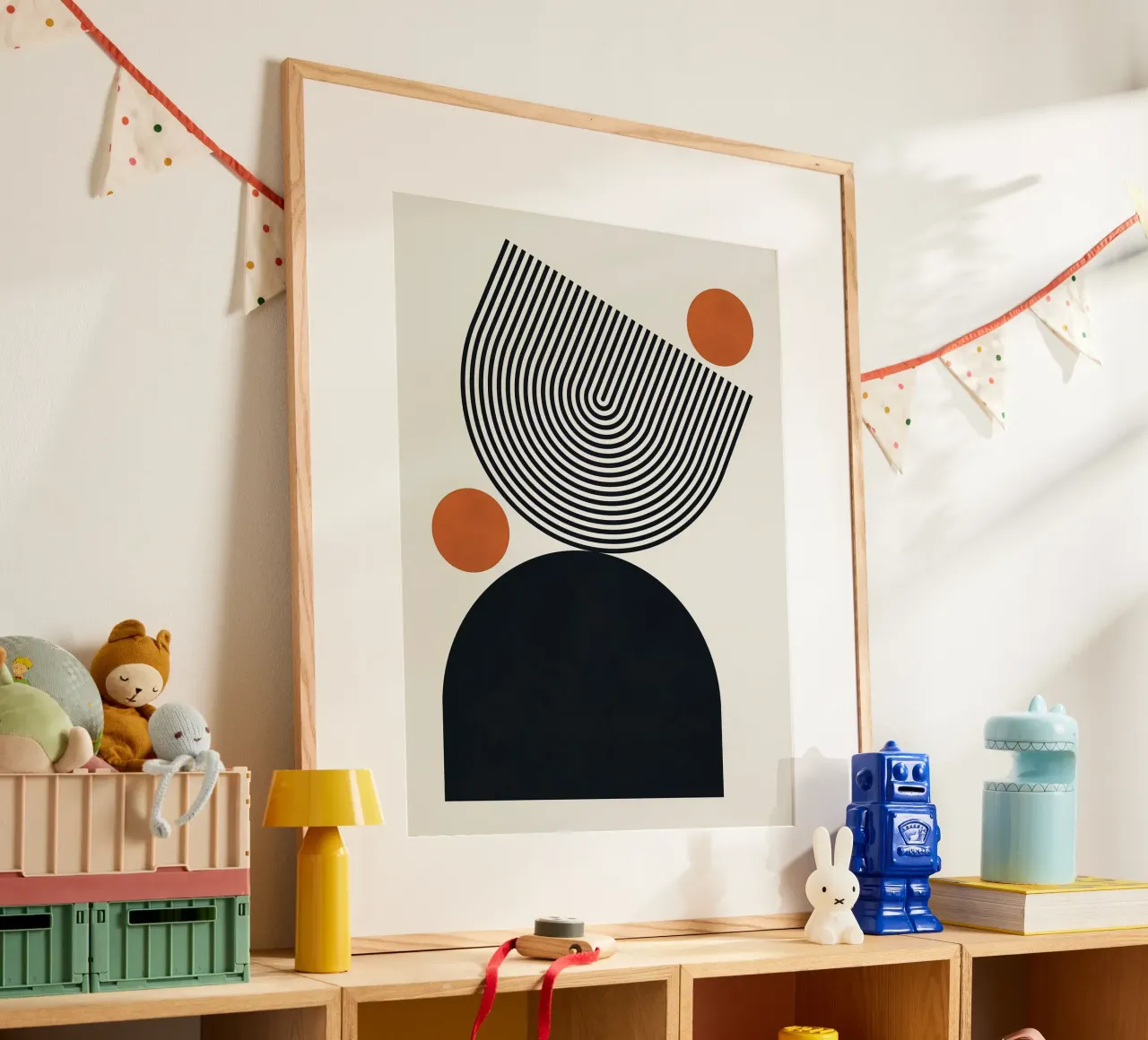 Arte geometrica astratta poster con telaio in legno da Leonard R Sadler