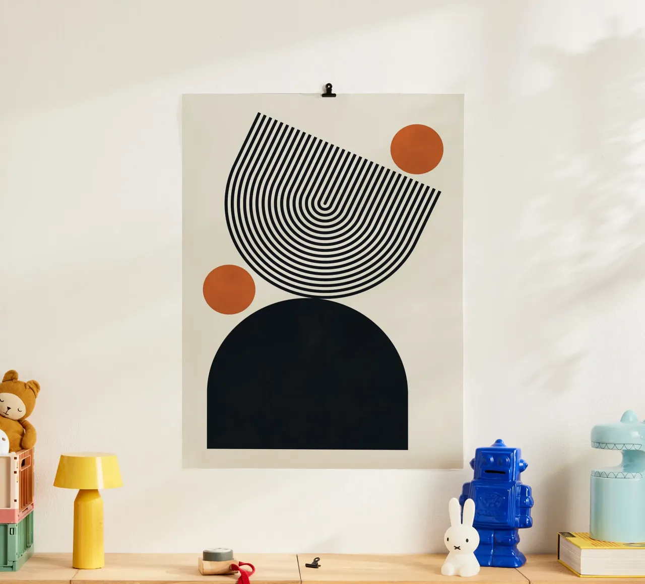 Arte geometrica astratta poster con telaio in legno da Leonard R Sadler