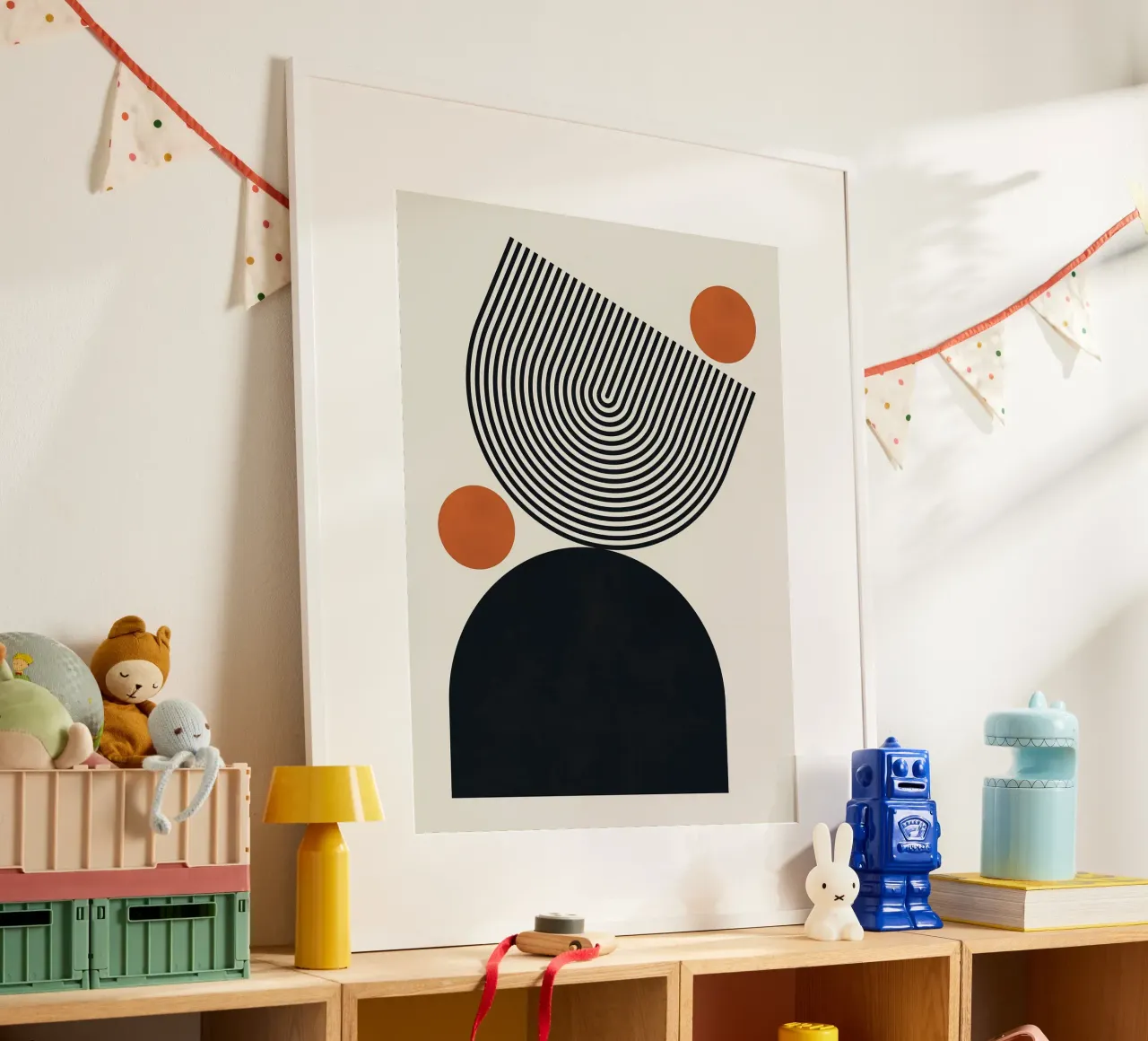 Arte geometrica astratta poster con telaio in legno da Leonard R Sadler