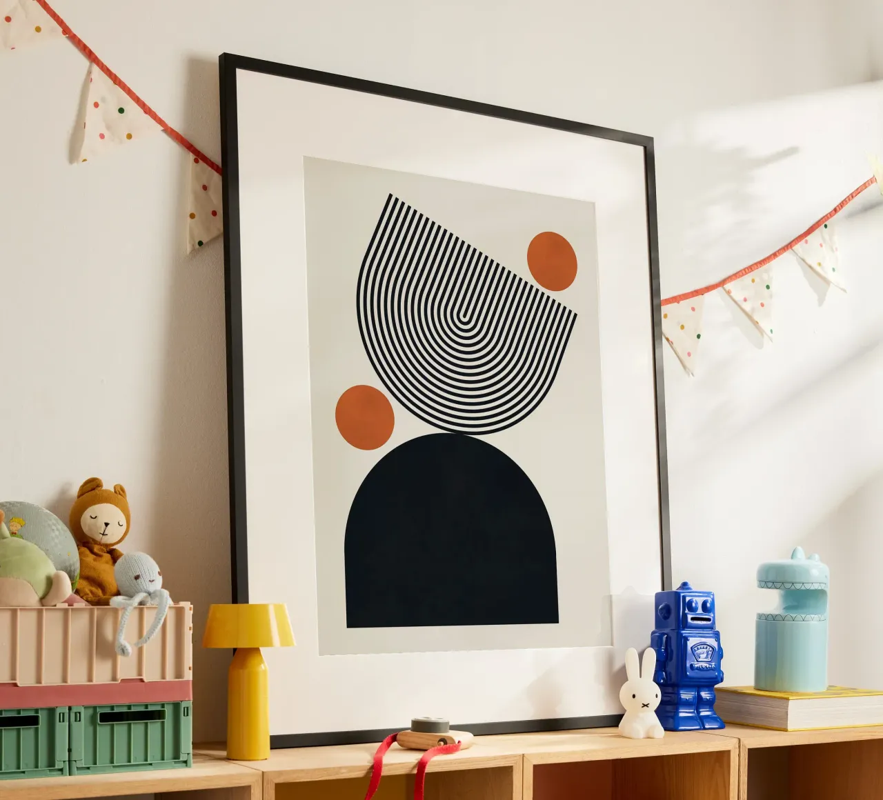 Arte geometrica astratta poster con telaio in legno da Leonard R Sadler