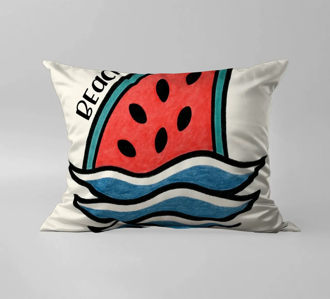 Pinna di squalo all'anguria con design "Beach Vibes" - divertente, unico e cuscino da inspirational quote
