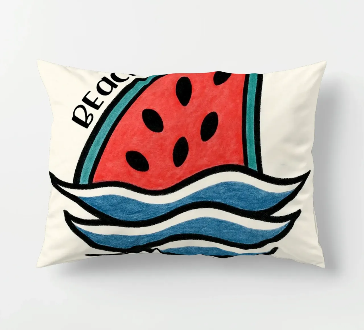 Pinna di squalo all'anguria con design "Beach Vibes" - divertente, unico e cuscino da inspirational quote