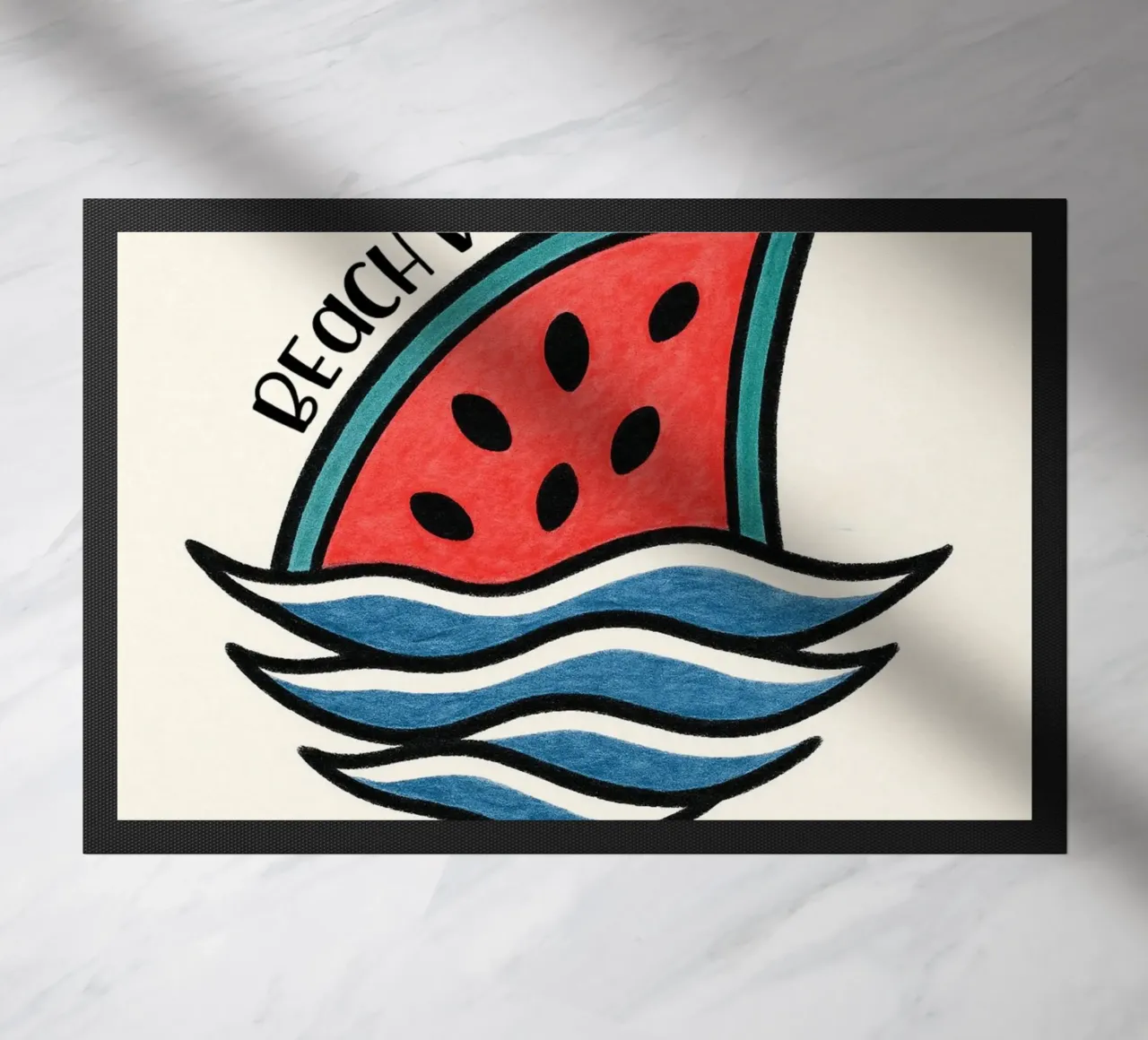 Pinna di squalo all'anguria con design "Beach Vibes" - divertente, unico e zerbino da inspirational quote
