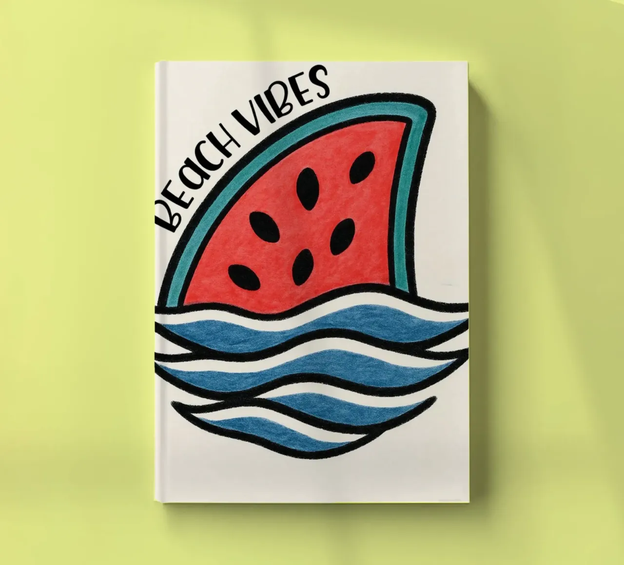 Watermelon Shark Fin "Beach Vibes" Design - Fun, Unique, and notebook by inspirational quote