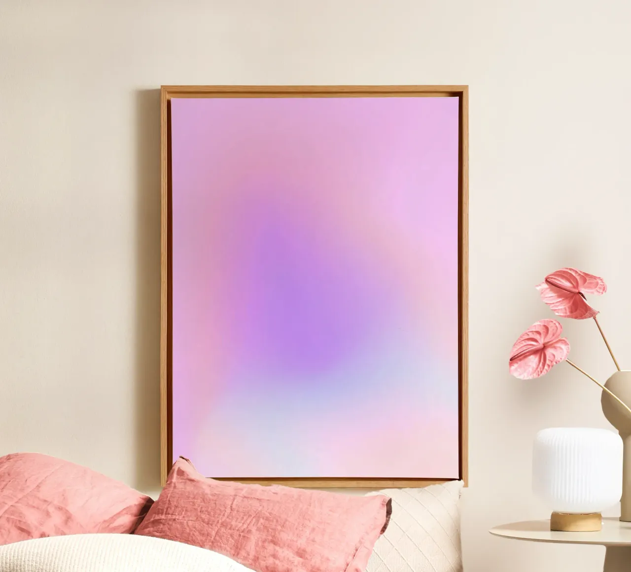 Paarse Verloop Poster, Aura Print, Kleurrijke Muurkunst canvas met Baklijst van Dreamscape