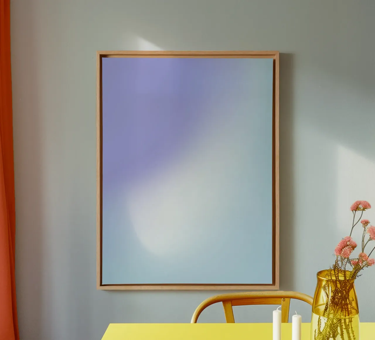 Blauwe Aura, Kleurverloop poster, Aura print, Spirituele kunst canvas met Baklijst van Dreamscape