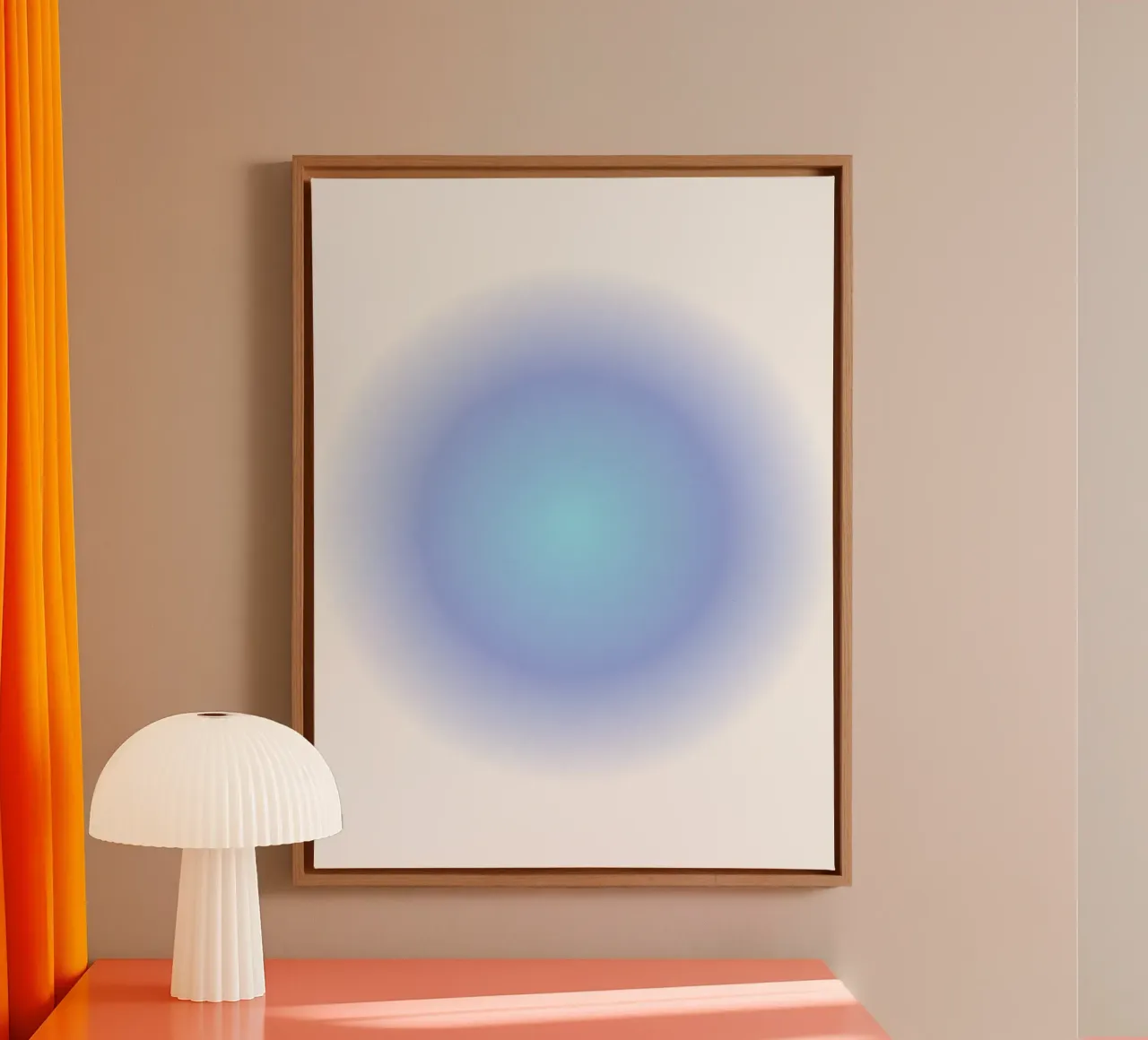 Blauwe aura, Gradiënt Poster, Aura Print, Kleurrijke wandkunst canvas met Baklijst van Dreamscape
