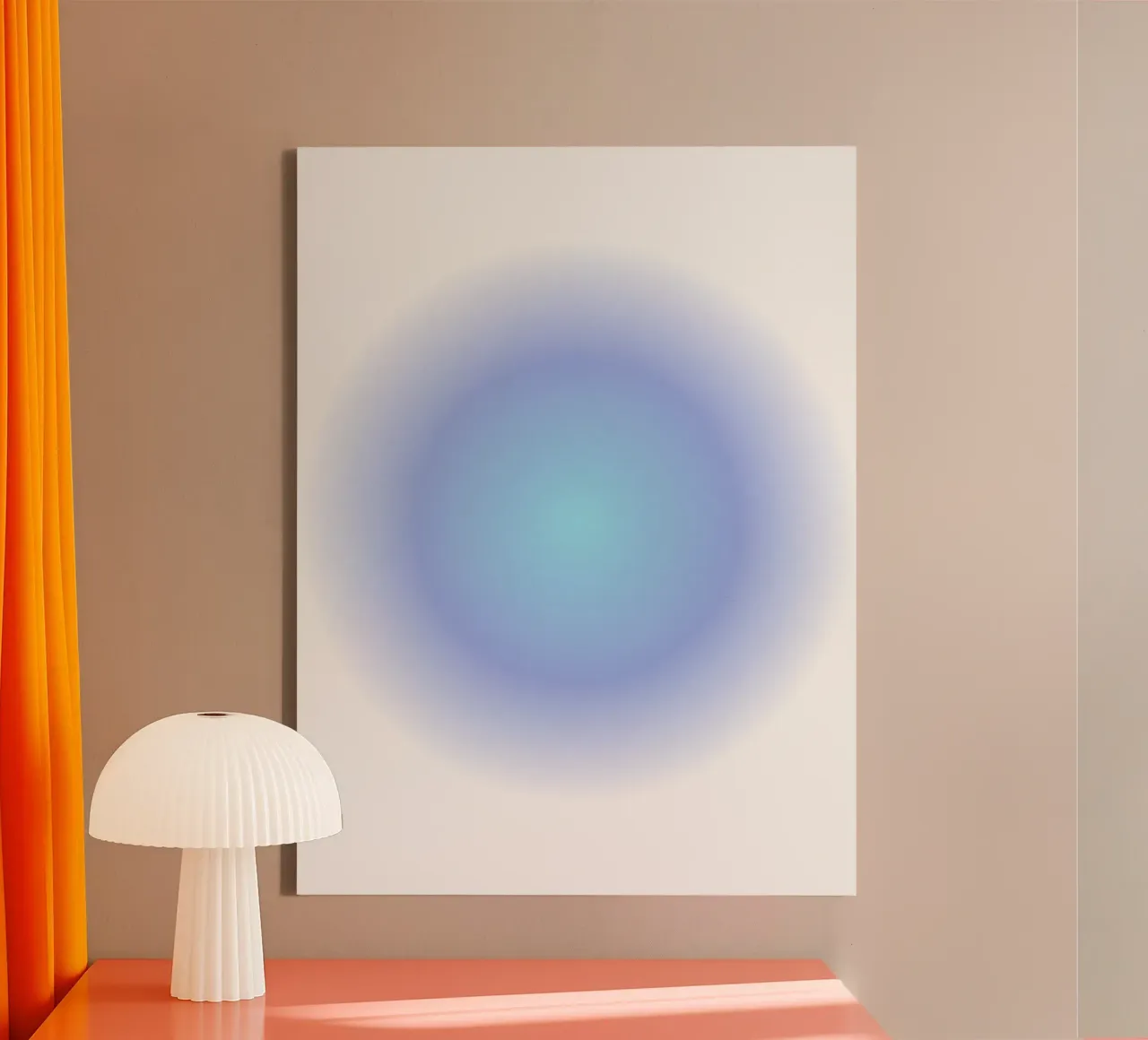 Blauwe aura, Gradiënt Poster, Aura Print, Kleurrijke wandkunst canvas met Baklijst van Dreamscape