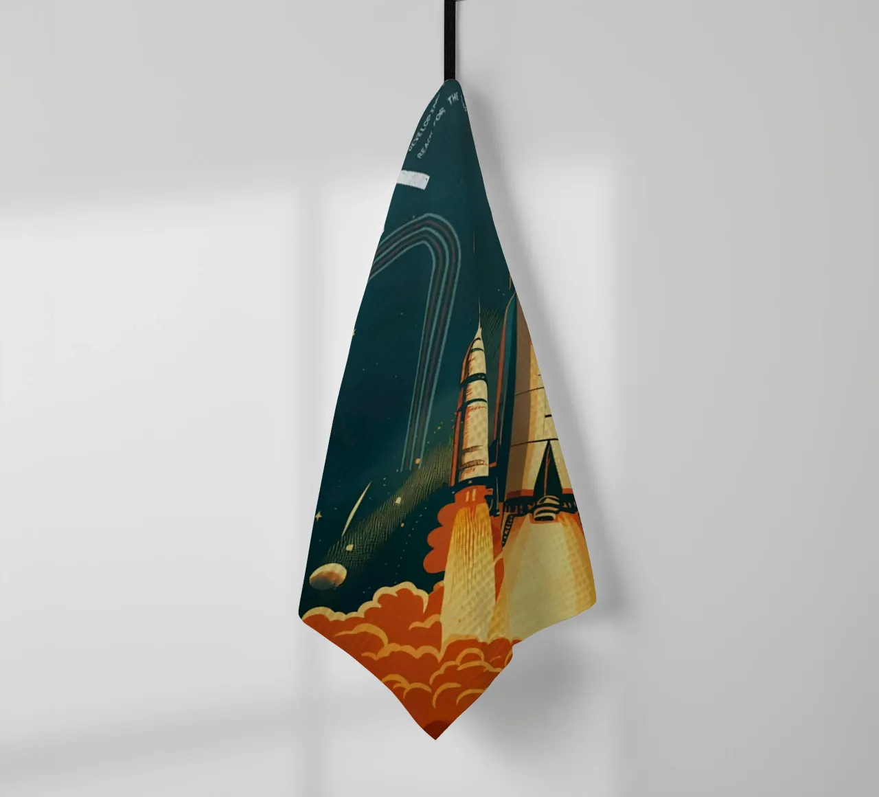 Fusée spatiale rétro inspirée de la NASA torchon de mary shop