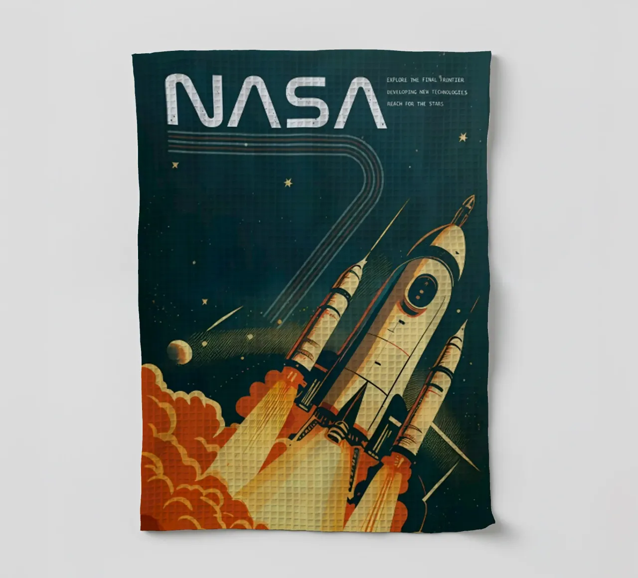 Fusée spatiale rétro inspirée de la NASA torchon de mary shop