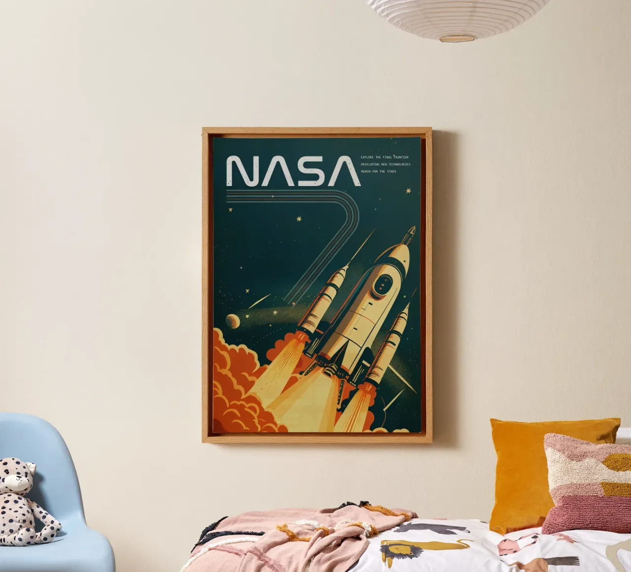 Fusée spatiale rétro inspirée de la NASA toile avec Caisse américaine de mary shop