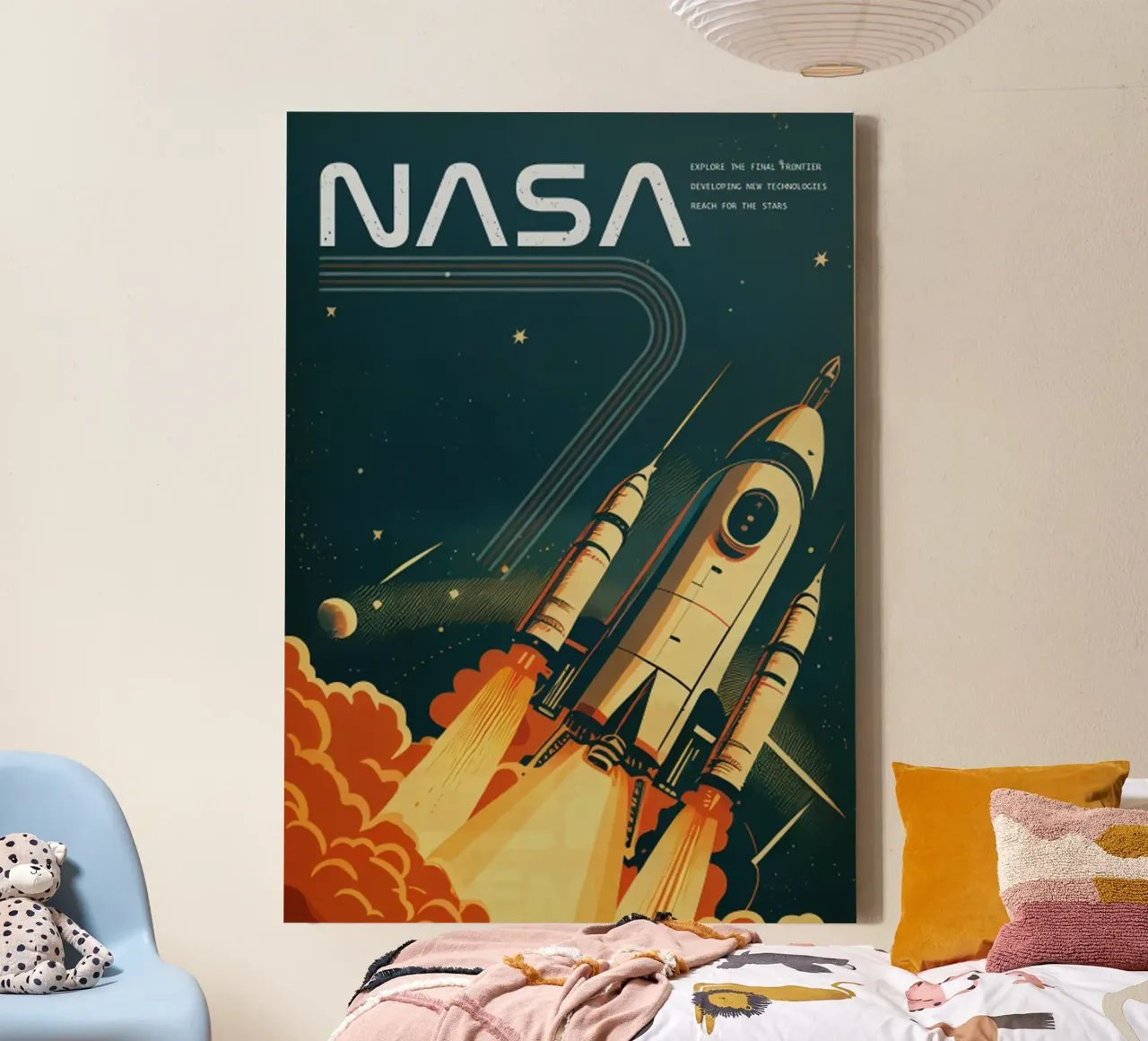 Fusée spatiale rétro inspirée de la NASA toile avec Caisse américaine de mary shop
