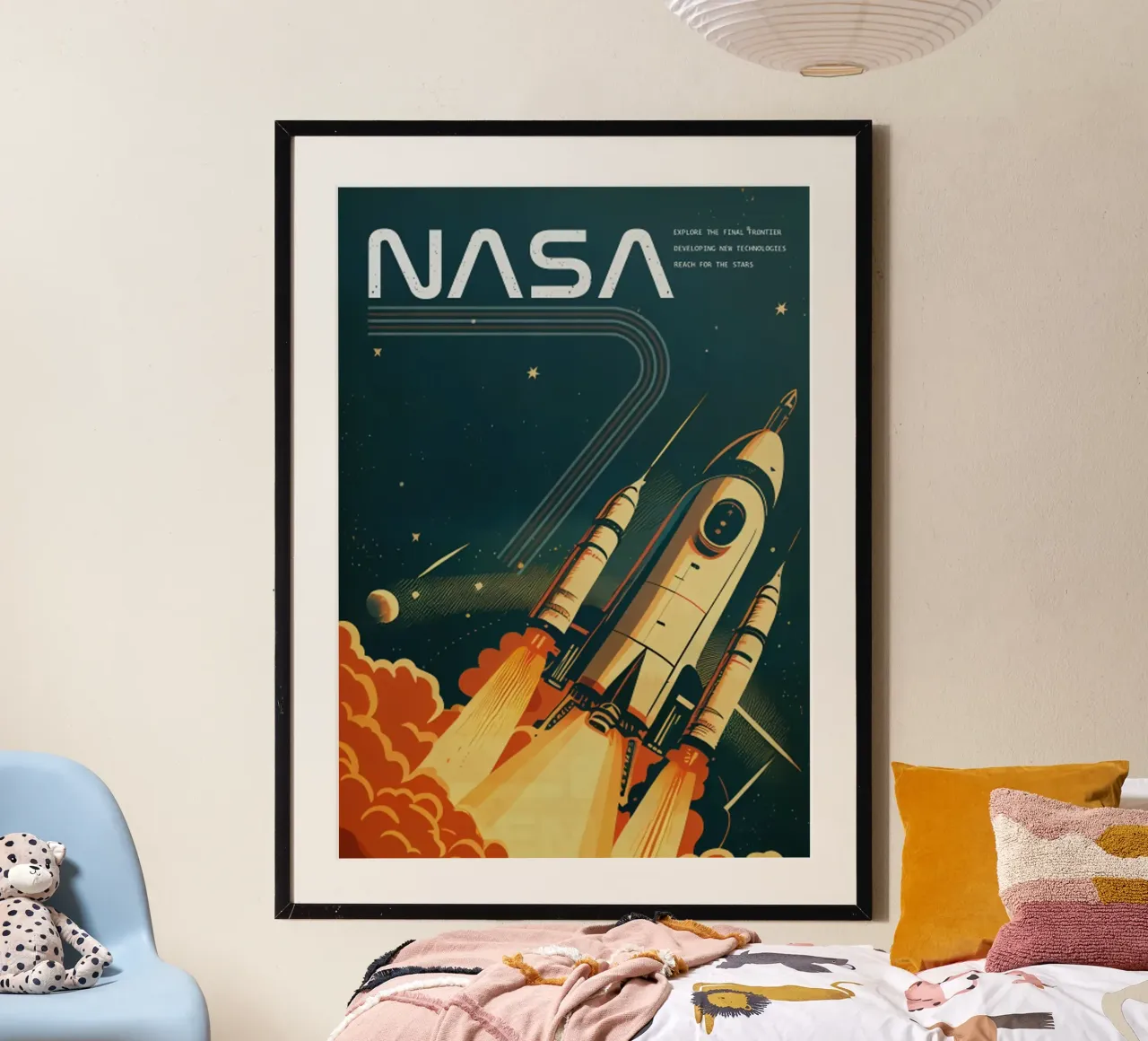 Razzo spaziale retrò ispirato alla NASA poster da mary shop