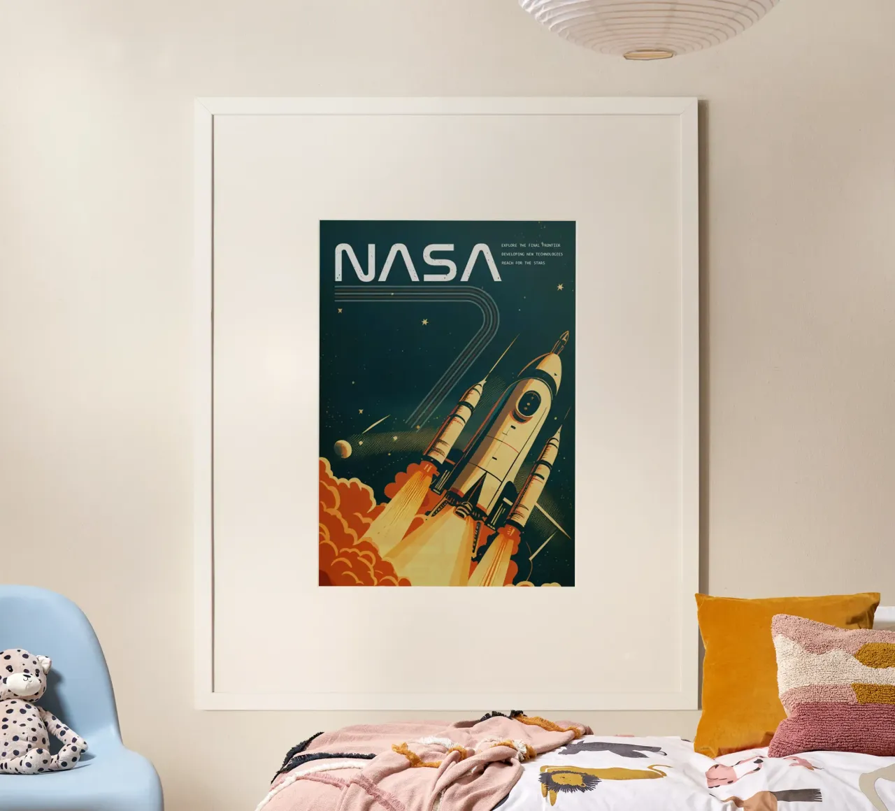 Razzo spaziale retrò ispirato alla NASA poster da mary shop
