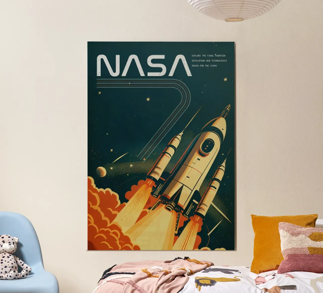 Razzo spaziale retrò ispirato alla NASA poster da mary shop
