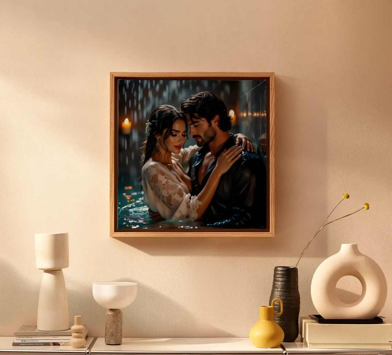 Lovers in the Rain canvas with Floater frame by Anita's Dream