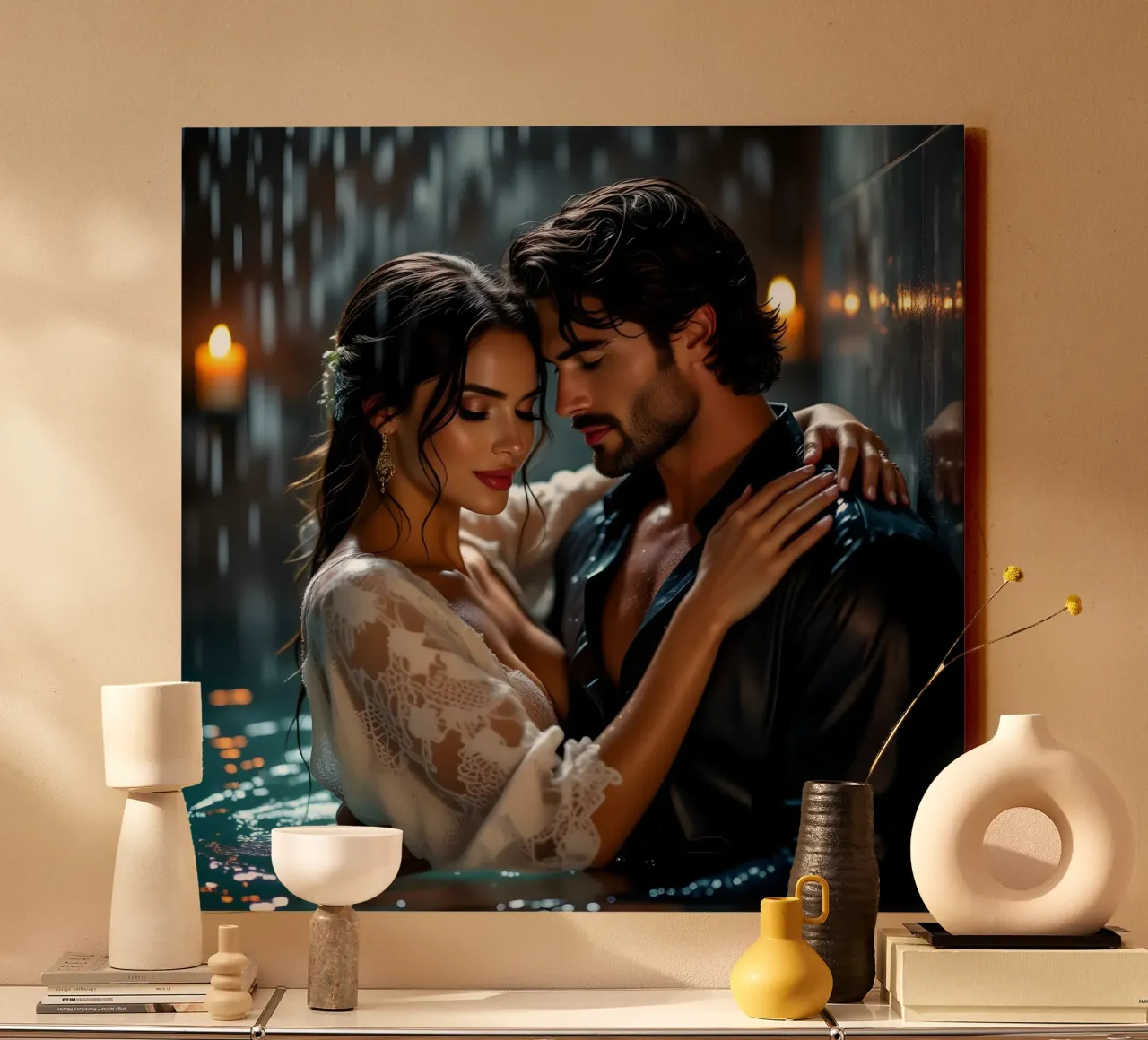 Lovers in the Rain canvas with Floater frame by Anita's Dream