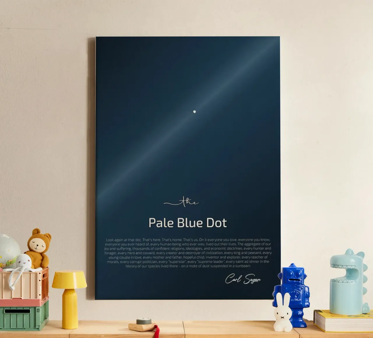 Der blasse blaue Punkt Leinwand mit Schattenfugenrahmen von mary shop