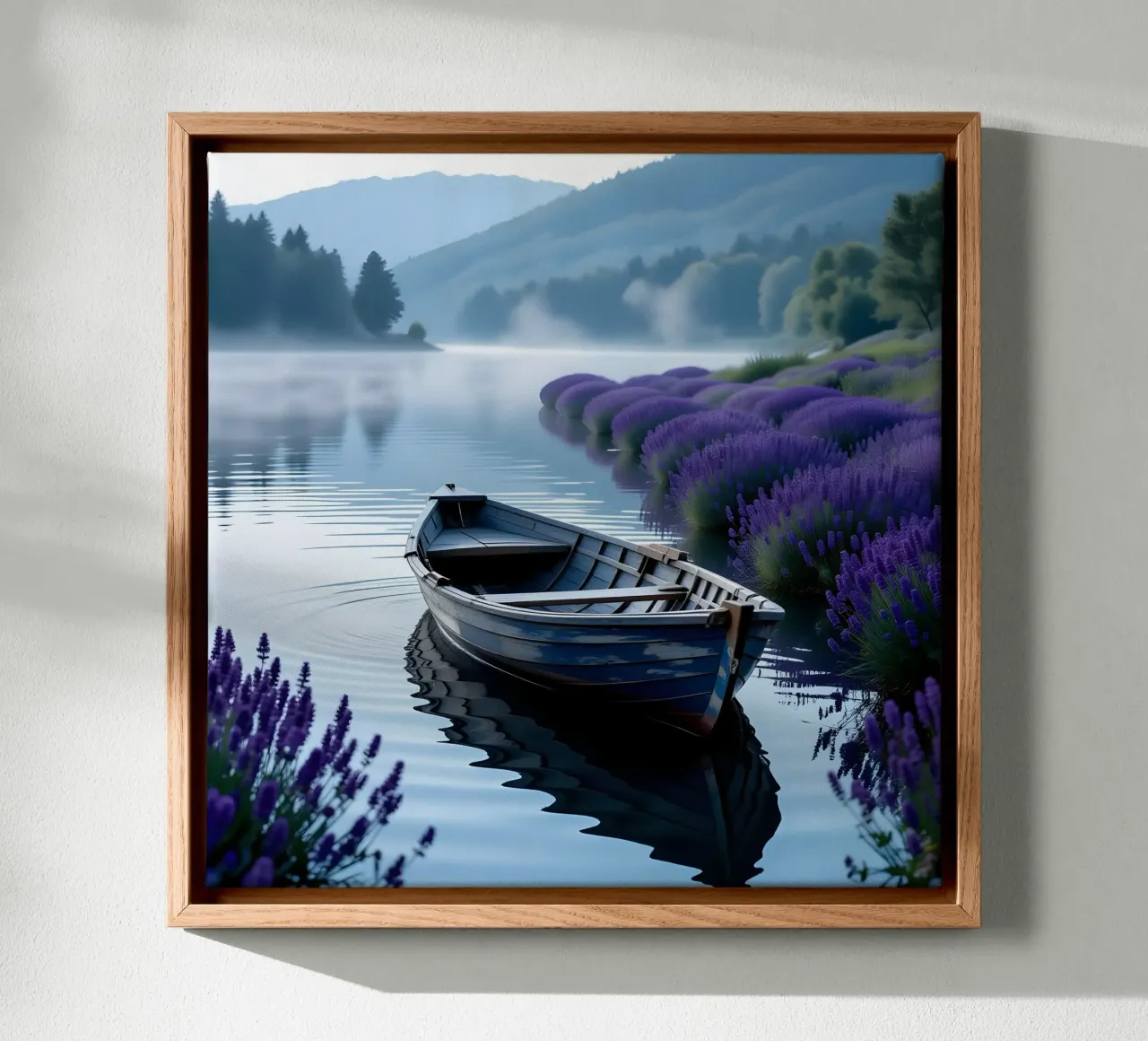 Boot op Misty Lake canvas met Baklijst van Anita's Dream