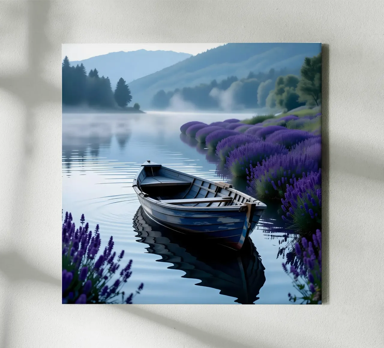 Boot op Misty Lake canvas met Baklijst van Anita's Dream
