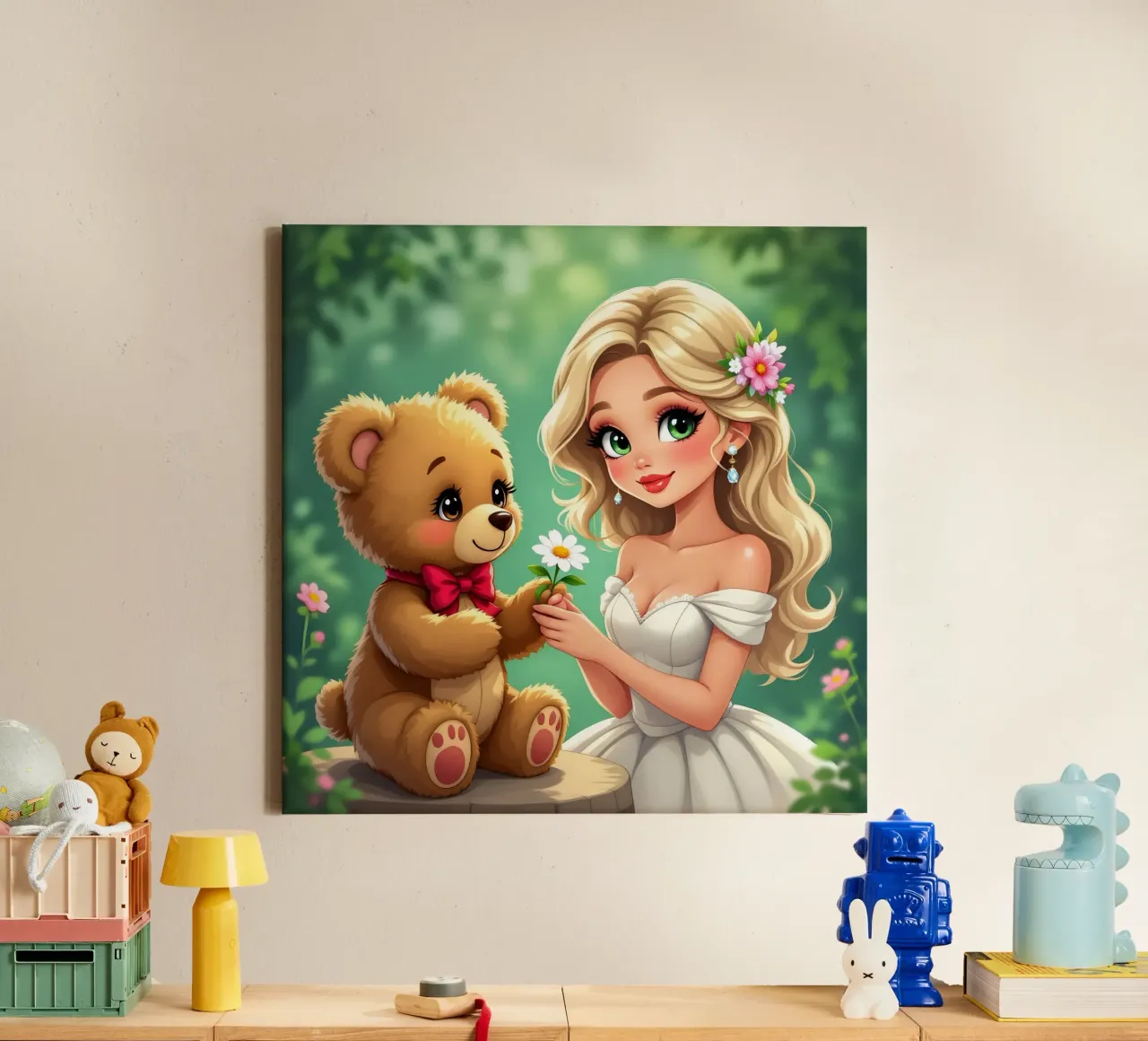 La princesa y el osito de peluche lienzo de Anita's Dream