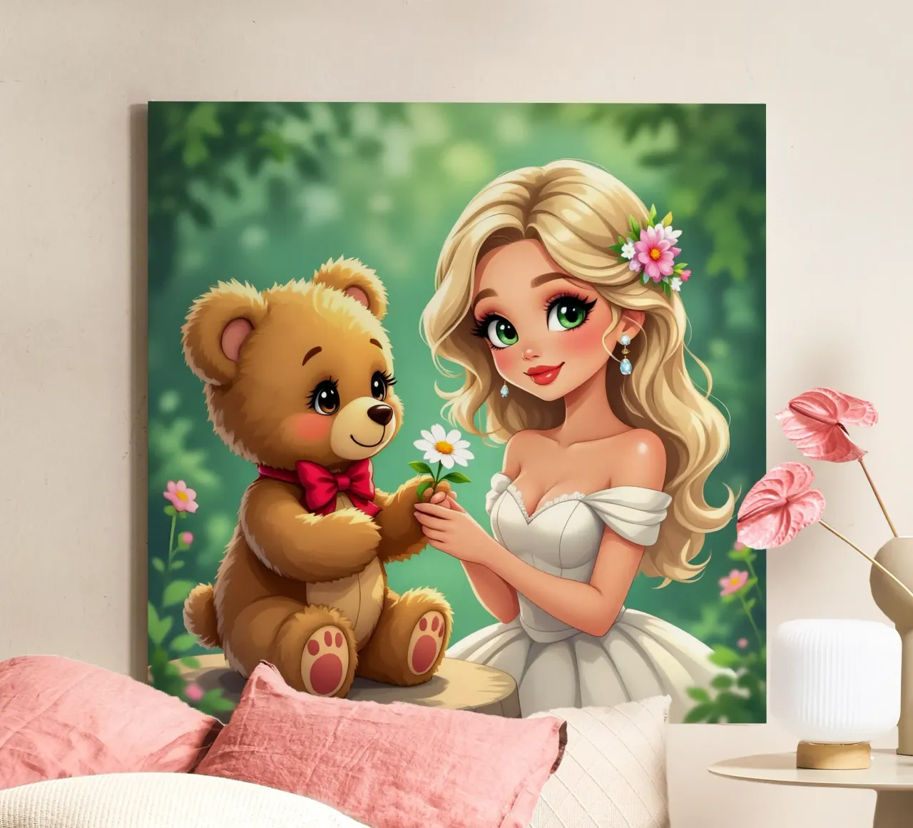 La principessa e l'orsacchiotto tela con Cornice a cassetta da Anita's Dream