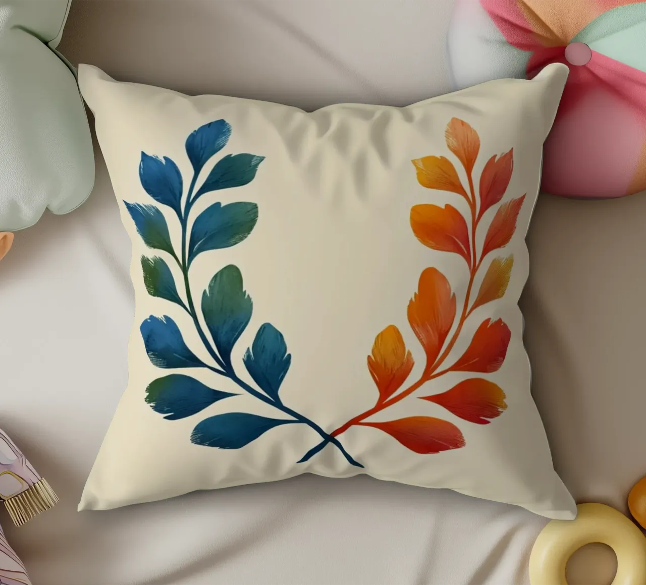 Gradient Laurel Wreath: A Symbol of Bipartisan Harmony and A decorative cushion by Artistic-shop