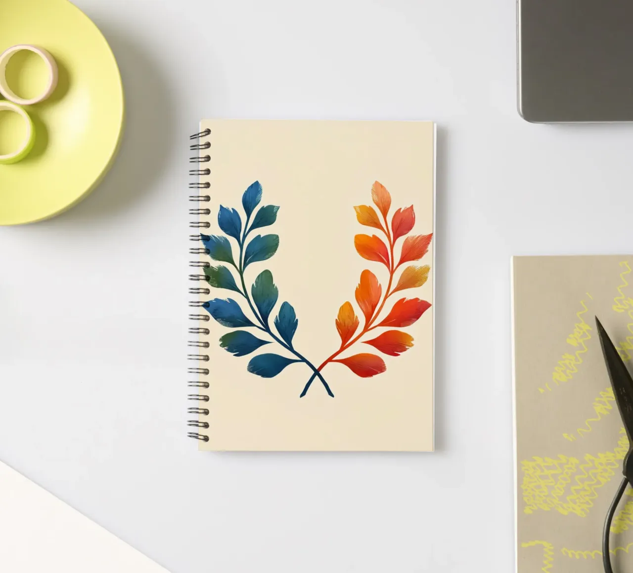 Gradient Laurel Wreath: A Symbol of Bipartisan Harmony and A spiral notebook by Artistic-shop