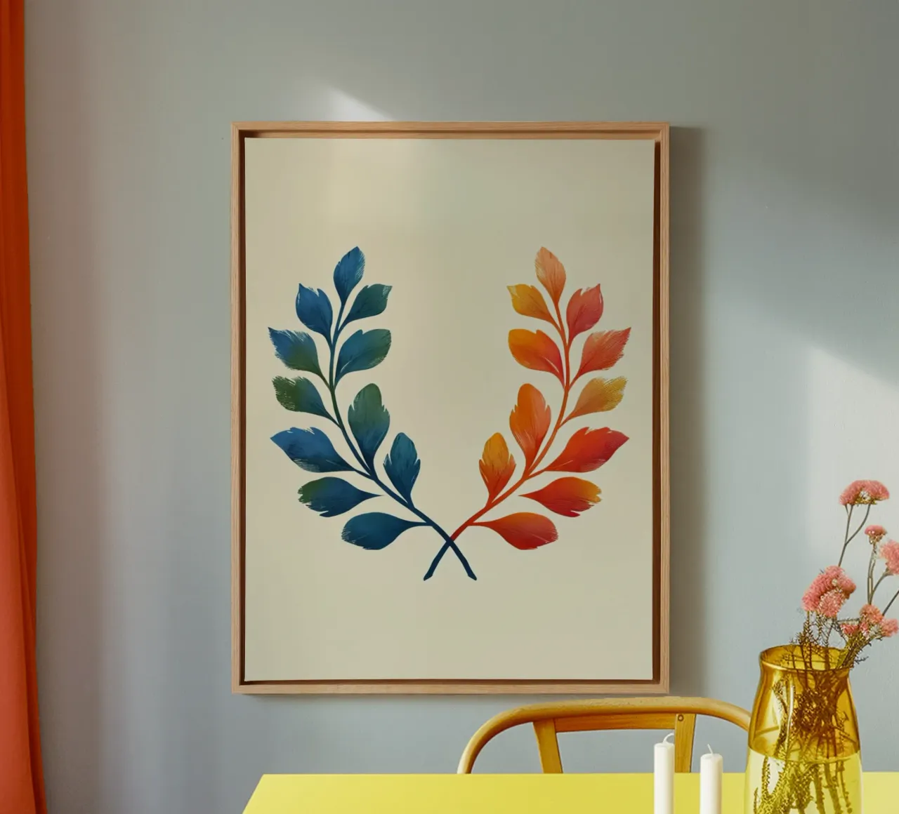 Corona d'alloro sfumata: Simbolo di armonia bipartisan e di un'armonia che non ha bisogno di essere messa in discussione. tela con Cornice a cassetta da Artistic-shop