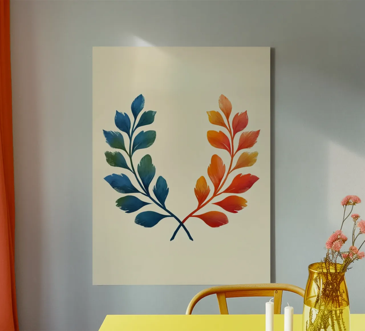 Corona d'alloro sfumata: Simbolo di armonia bipartisan e di un'armonia che non ha bisogno di essere messa in discussione. tela con Cornice a cassetta da Artistic-shop