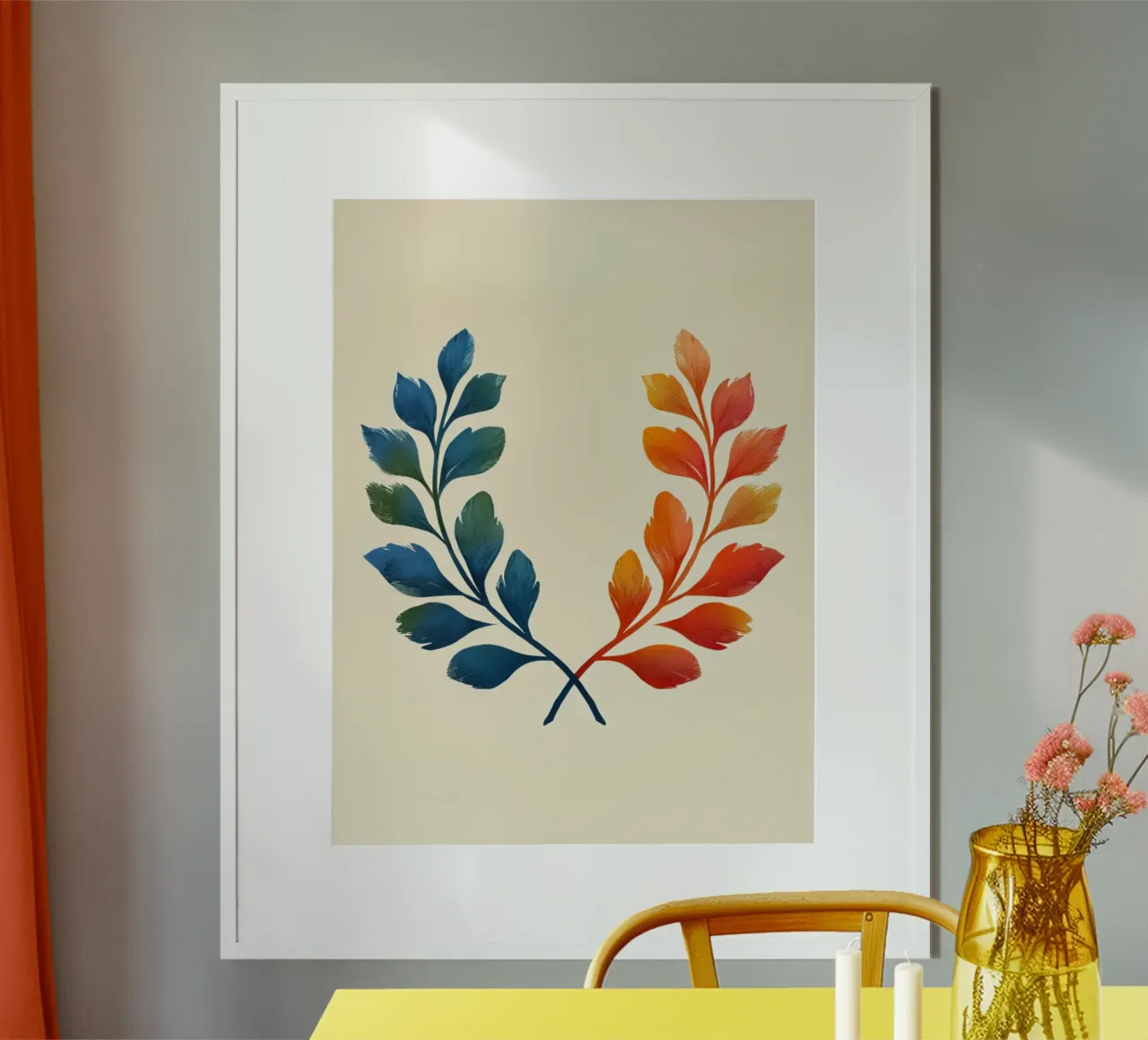 Corona d'alloro sfumata: Simbolo di armonia bipartisan e di un'armonia che non ha bisogno di essere messa in discussione. poster con telaio in legno da Artistic-shop