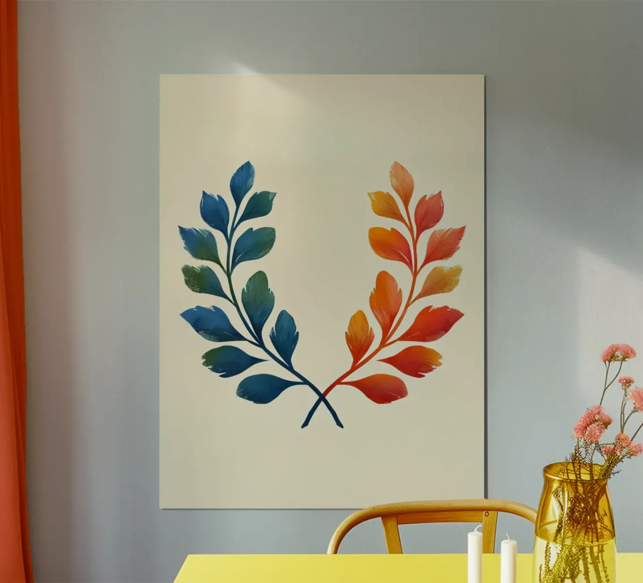 Corona d'alloro sfumata: Simbolo di armonia bipartisan e di un'armonia che non ha bisogno di essere messa in discussione. poster con telaio in legno da Artistic-shop