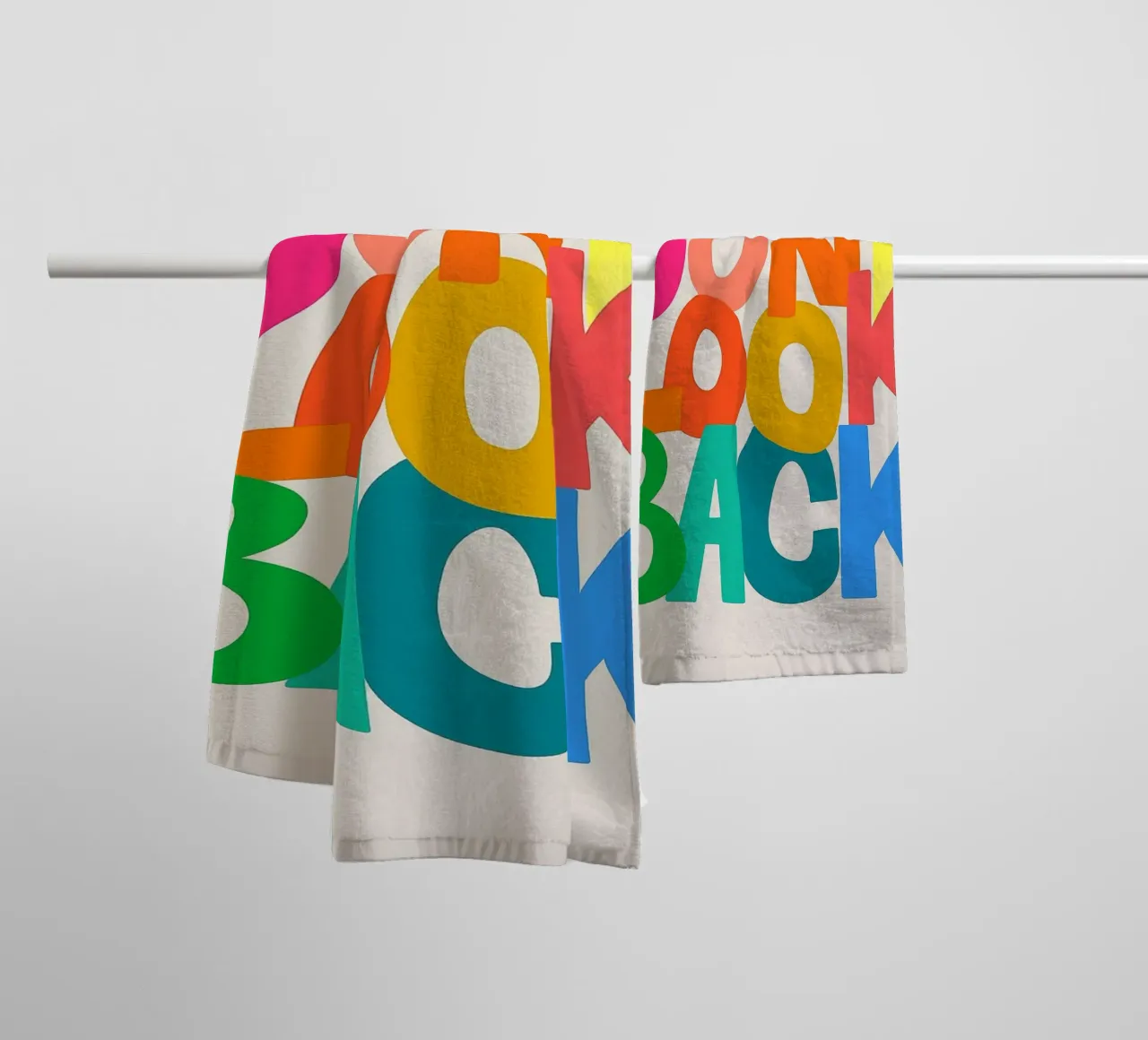 Don't Look Back - Bold and Colorful Abstract Typography Wal towel by inspirational quote