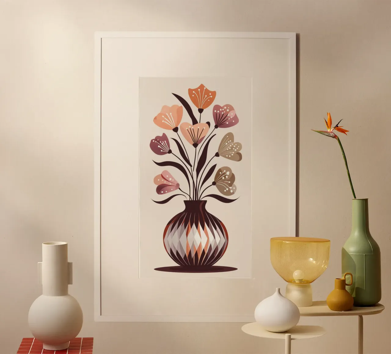 Armonia floreale bohémien: Vasi astratti moderni di metà secolo poster da Artistic-shop