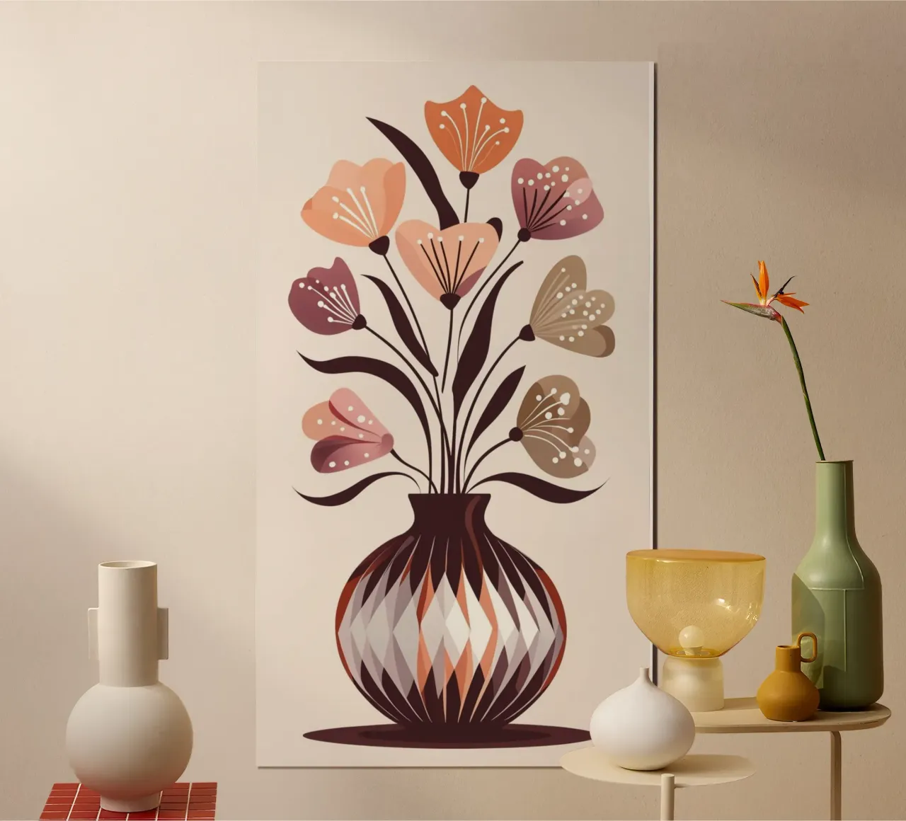 Armonia floreale bohémien: Vasi astratti moderni di metà secolo poster da Artistic-shop